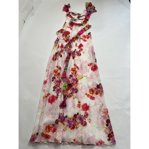 GUIZIO Avila Printed Ruffle Gown In Fuchsia - Picture 4 of 5